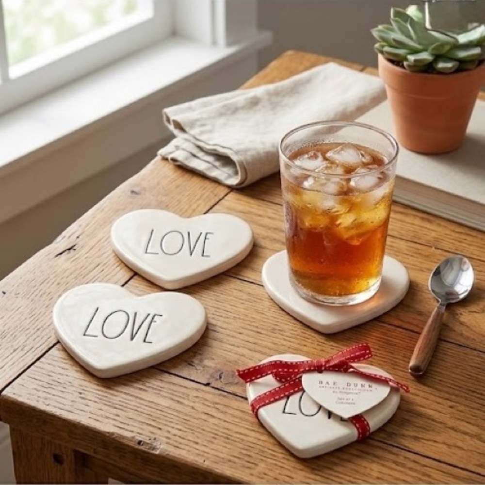 NWT Rae Dunn LOVE ceramic coasters